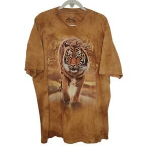 Vintage The Mountain Mens 2XL T Shirt Tiger Graphic Short Sleeve Cotton Acid